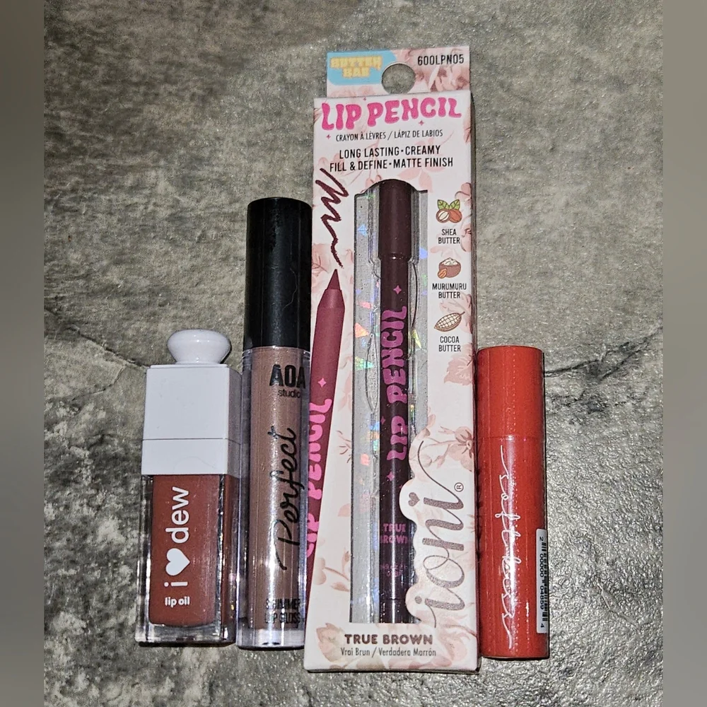 Lip Bundle- Brownish Nude Tones- Tinted Lip Oil & Gloss, Lipliner, Balm Lipstick - Picture 2 of 7